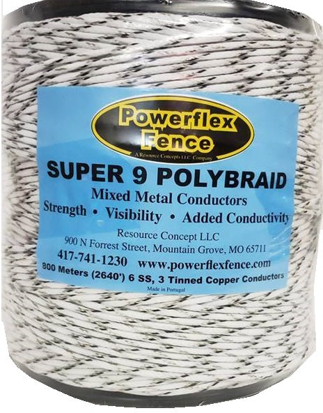2640' PolyBraid w/ 6 stainless steel & 3 tin-copper conductors, black & white